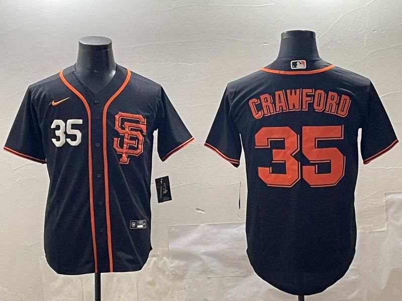 Men San Francisco Giants #35 Crawford Black Game 2025 Nike MLB Jersey style 3